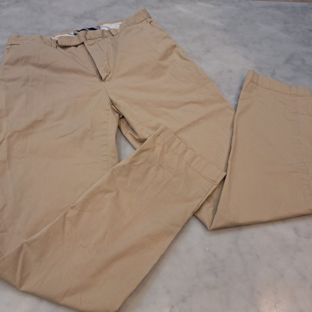 Brooks Brothers Chinos Mens W33 L32 Khaki Red Fleece Stretch Cotton Pants Preppy